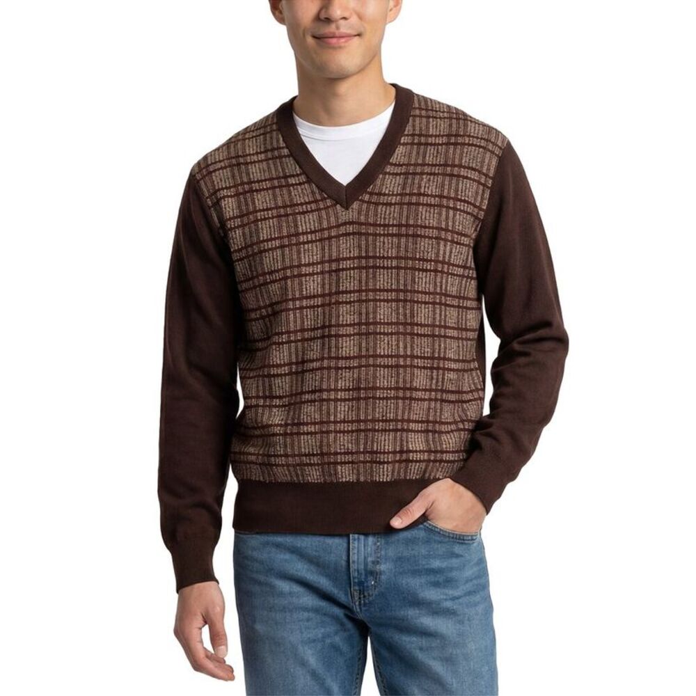 Todd Snyder Mens  Wool V-Neck Sweater, Brown